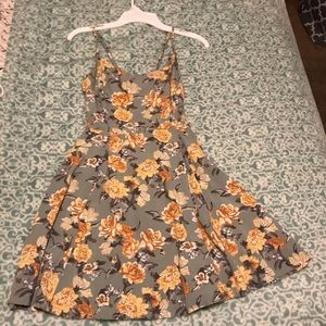 Green floral mini dress